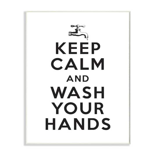 Stupell Industries Keep Calm & Wash Your Hands Phrase Bathroom Wall Art